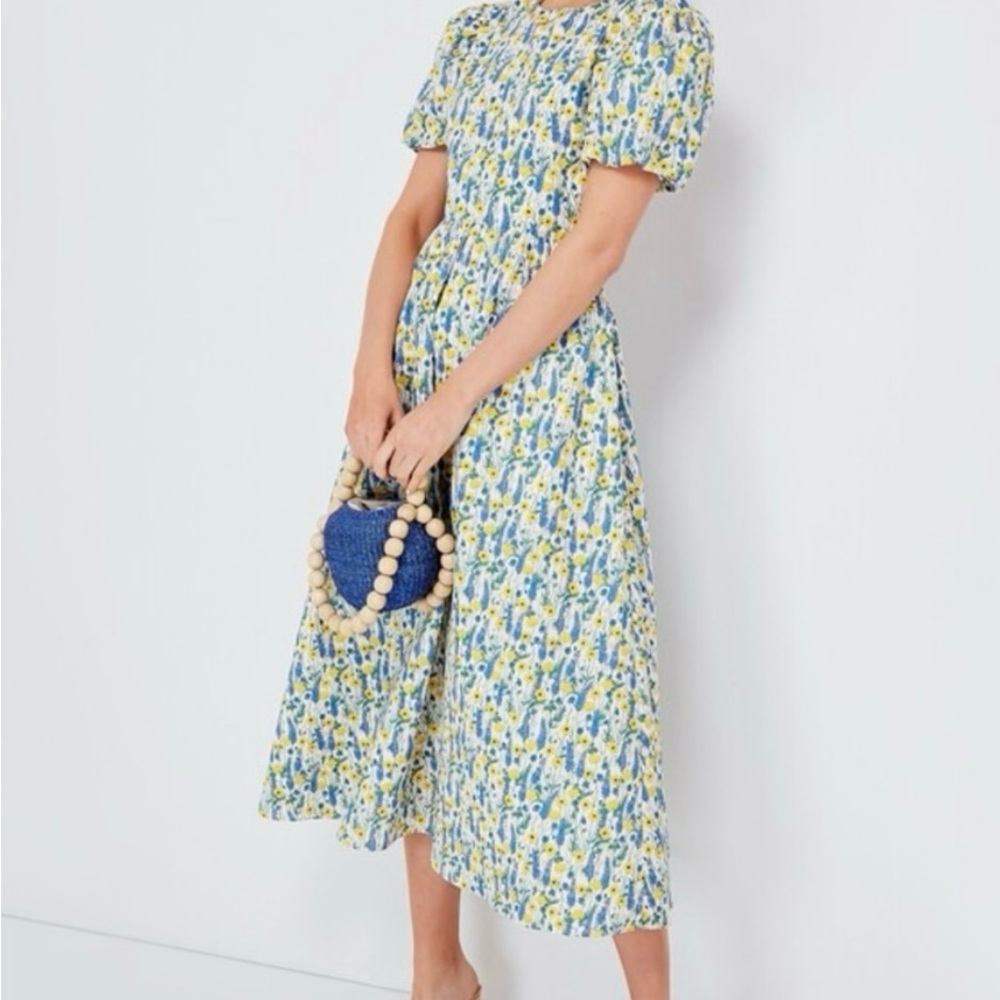 Tuckernuck Yellow Blue Floral Midi Dress